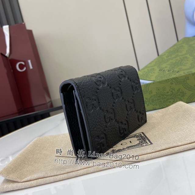 Gucci專櫃古馳最新款Emblem系列超柔軟荔克色壓花/全皮錢包 jh2080型號：815901